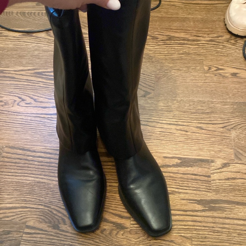 Black fold over boots